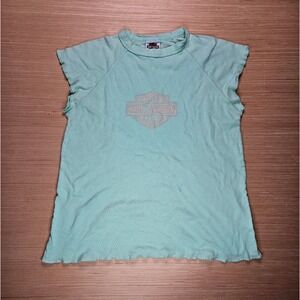 Vintage Harley Davidson Biker Bob's Motown Michigan‎ XL Mesh Top Tee Shirt READ